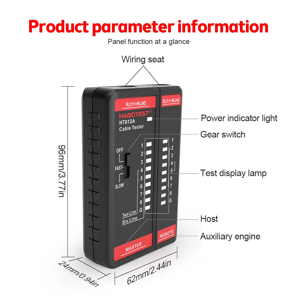 HT812A Network Cable Tester HT812A UTP LAN Cable Finder RJ11 RJ45 Master and Remote Set Alignment Line Tracker