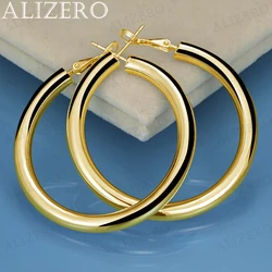 ALIZERO 18K Gold Smooth 50mm Circle Hoop Earrings For Women Fashion Wedding Engagement Party Jewelry Lady Charms Accessories