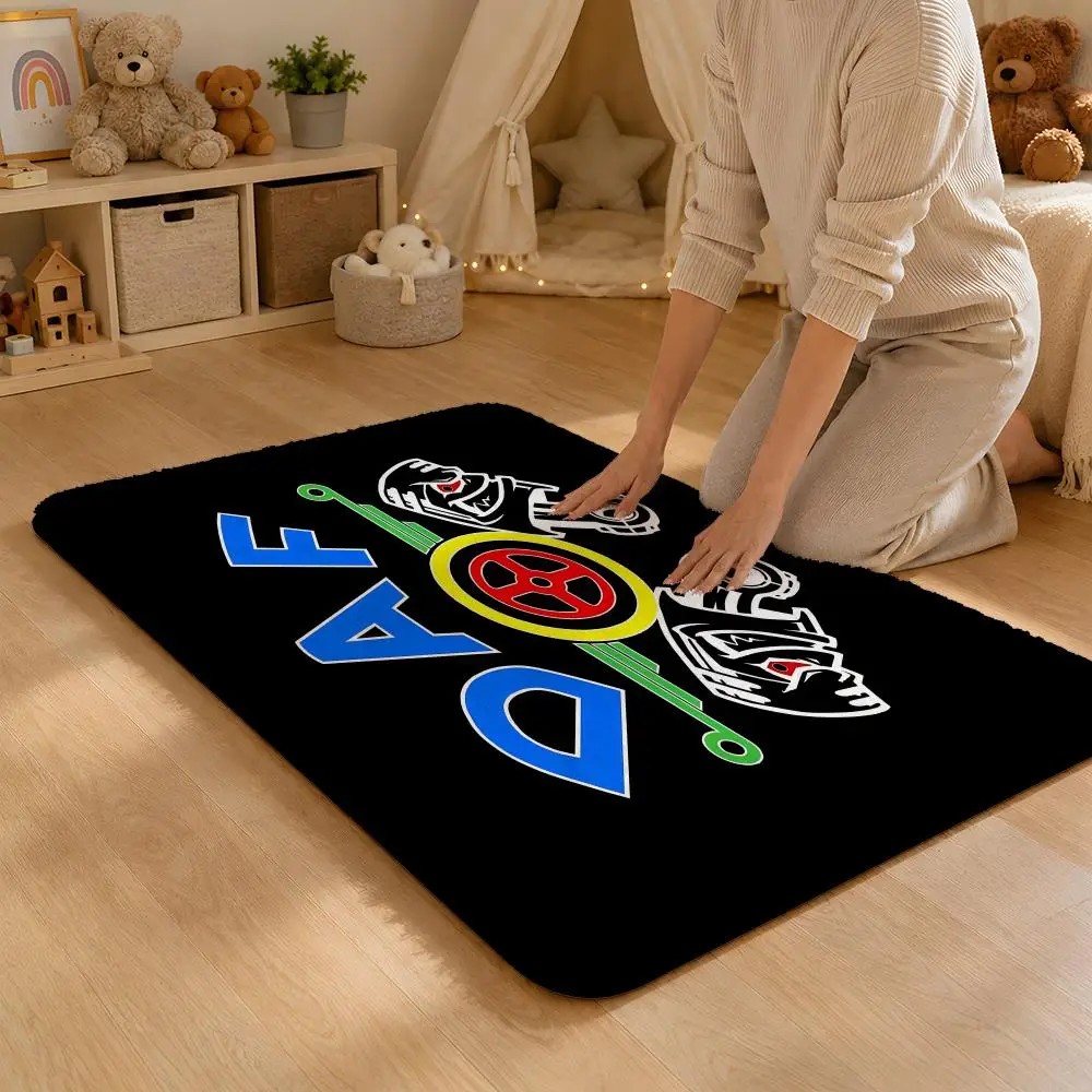D-DAF Truck Logo Floor Mat Flannel Rug Non Slip Absorbent Soft Washable For Entryway Hallway Bathroom Kitchen Decor