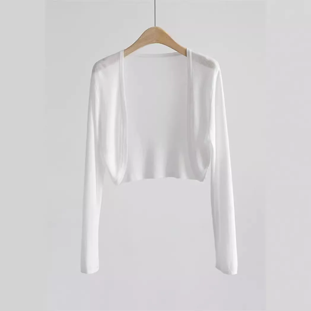 

Вязаный солнцезащитный кардиган из ледяного шелка, женский новый летний тонкий стильный шаль 2025 года, верхняя крышка, короткая куртка с кондиционером