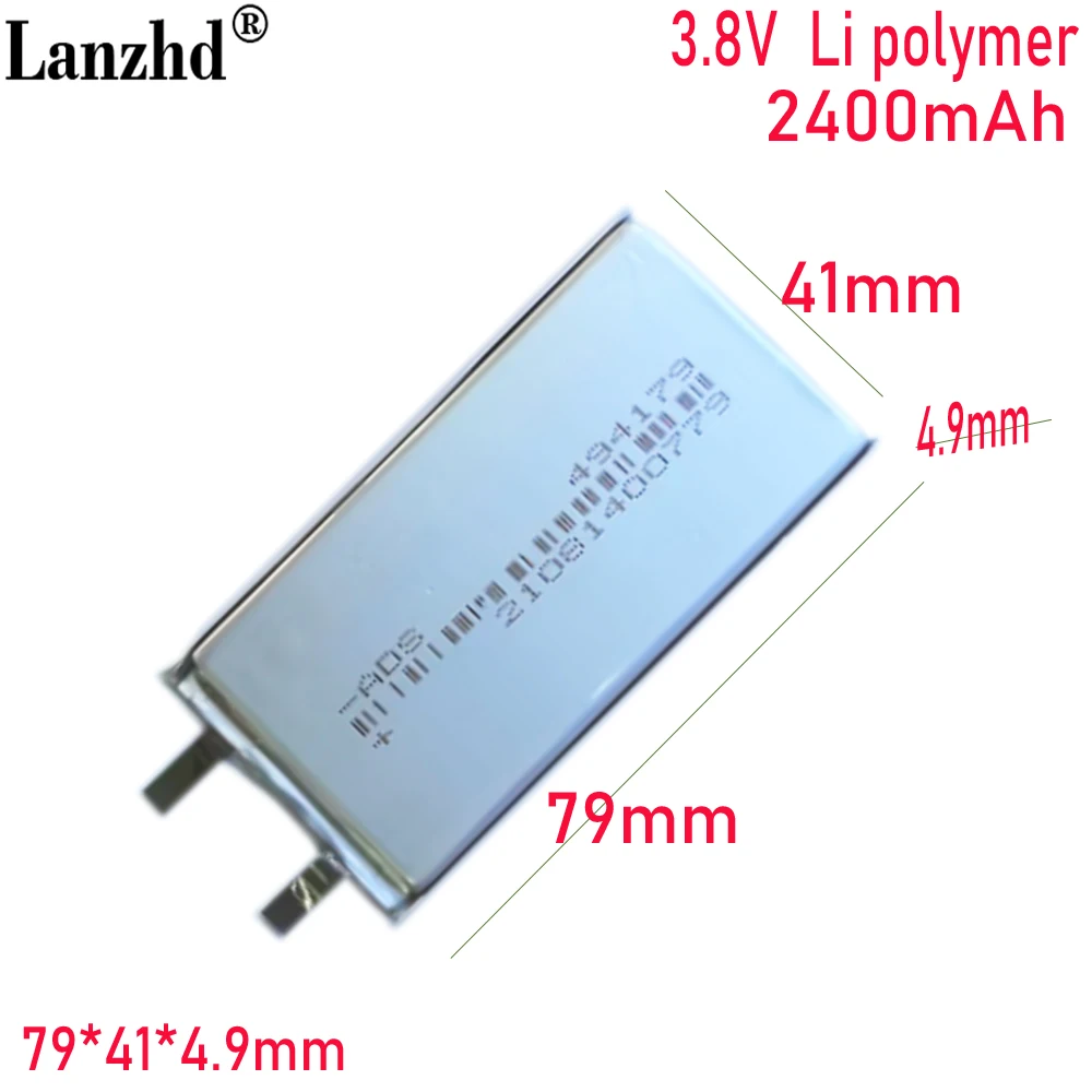 3.8V Li Polymer lithium battery 2400mAh For mobile phone built-in battery medical product monitoring batteries 494179