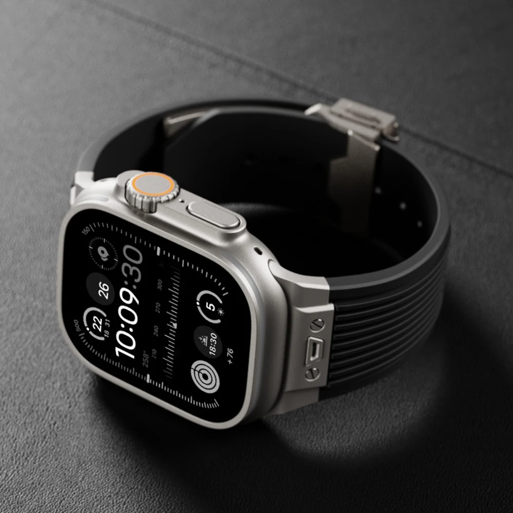 

Silicone Strap for Apple watch ultra 2 band 49mm Metal buckle Smartwatch correa bracelet iwatch Series 9 8 7 SE 10 46 45 44 42mm