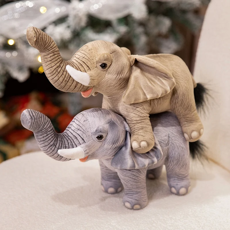 Animaux en peluche d'éléphant mignons, cadeaux d'anniversaire, décor de salle, animaux de Zoo, jouets en peluche d'éléphant réalistes