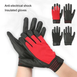 Guantes de trabajo antielectricidad de alto voltaje, guantes aislantes eléctricos, mitones suaves para montar en motocicleta, negro y rojo, 1 par