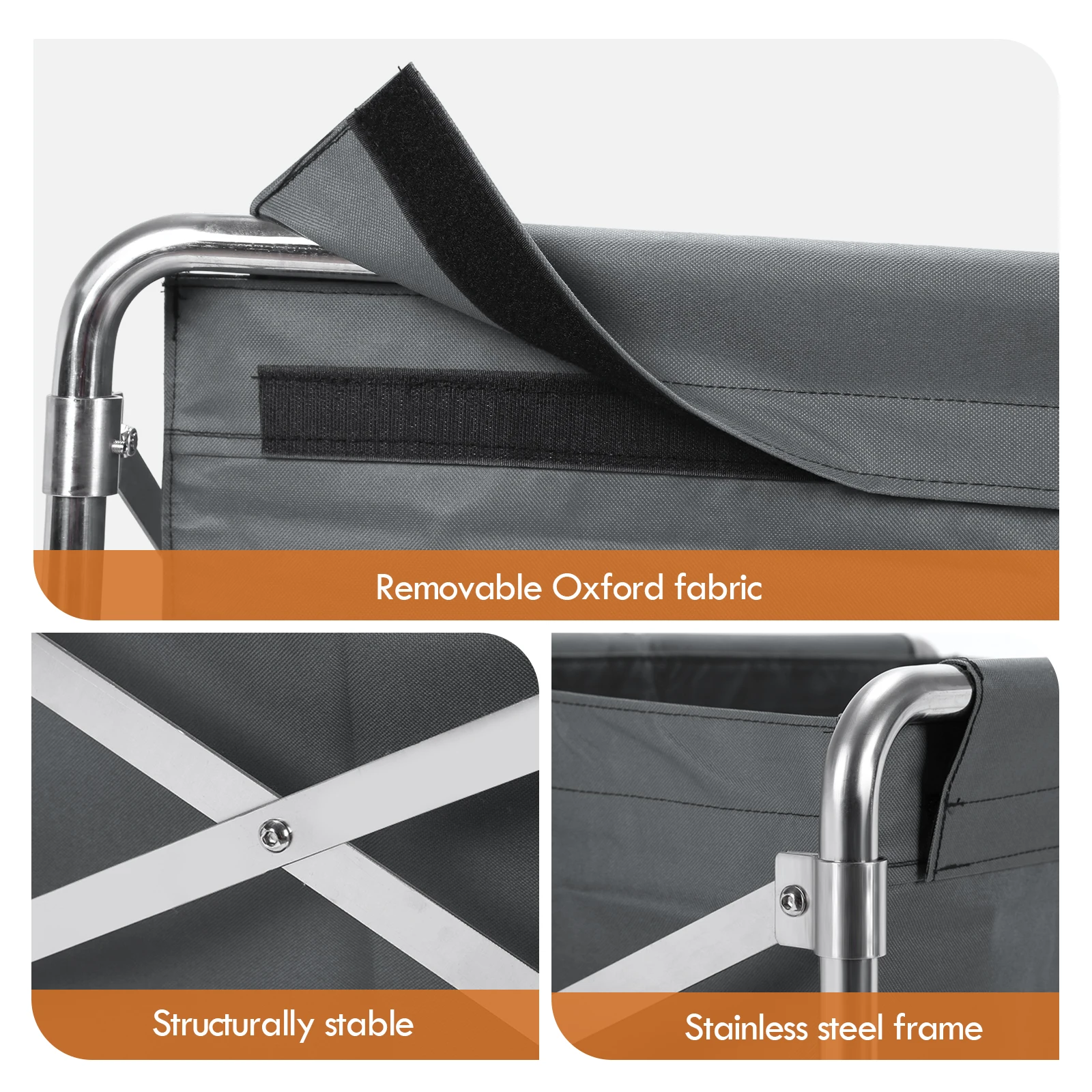 Stainless Steel Oxford Rolling Laundry Hamper 33.86x31.89x20.47in Folding Stainless Steel Rolling Hamper for Hotel Hospital Home