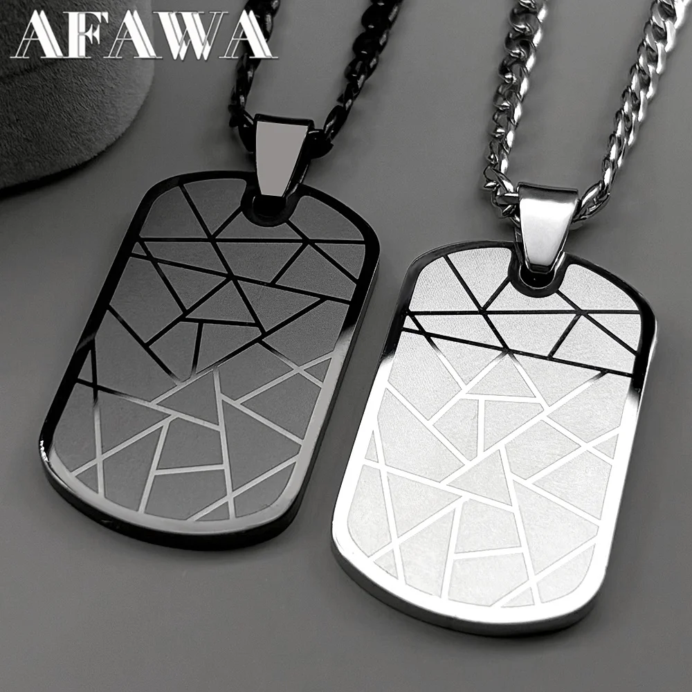 

Stainless Steel Dog Tag Pendant Necklace for Men Silver Black Geometric Hip Hop Punk Chain Necklaces Boyfriend Jewelry Gift