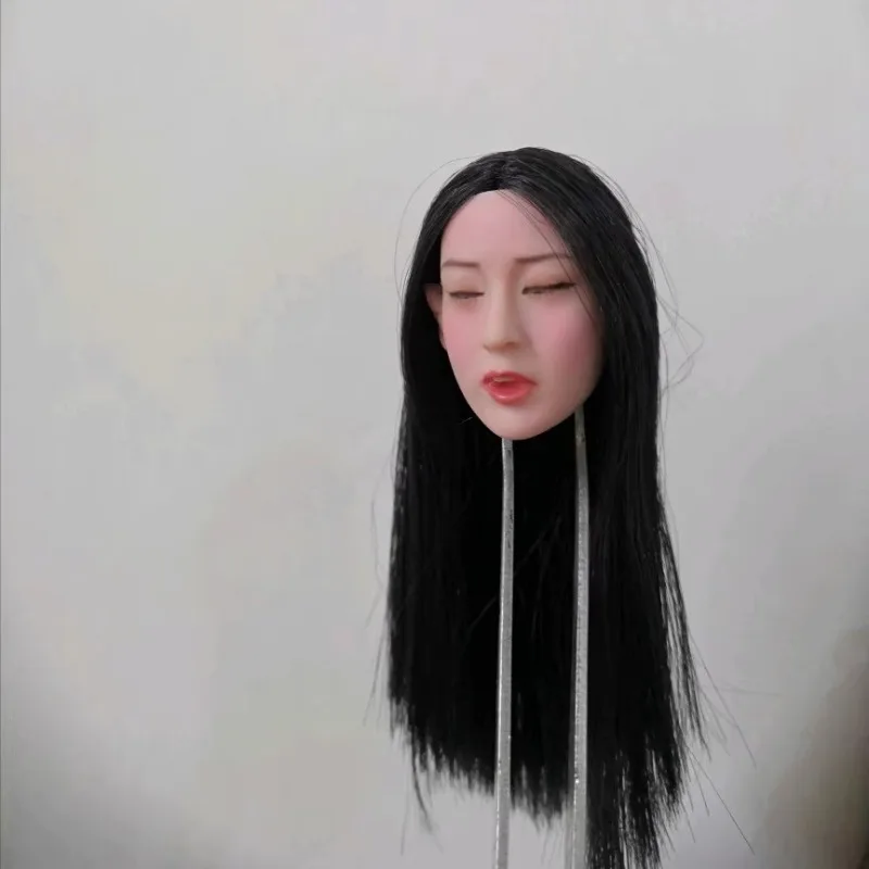 หัวตุ๊กตาผู้หญิงขนาด 1/6 สำหรับปลูกผม แกะสลักใบหน้าขณะนอนหลับ สำหรับตุ๊กตาขนาด 12 นิ้ว ผิวคล้ำ