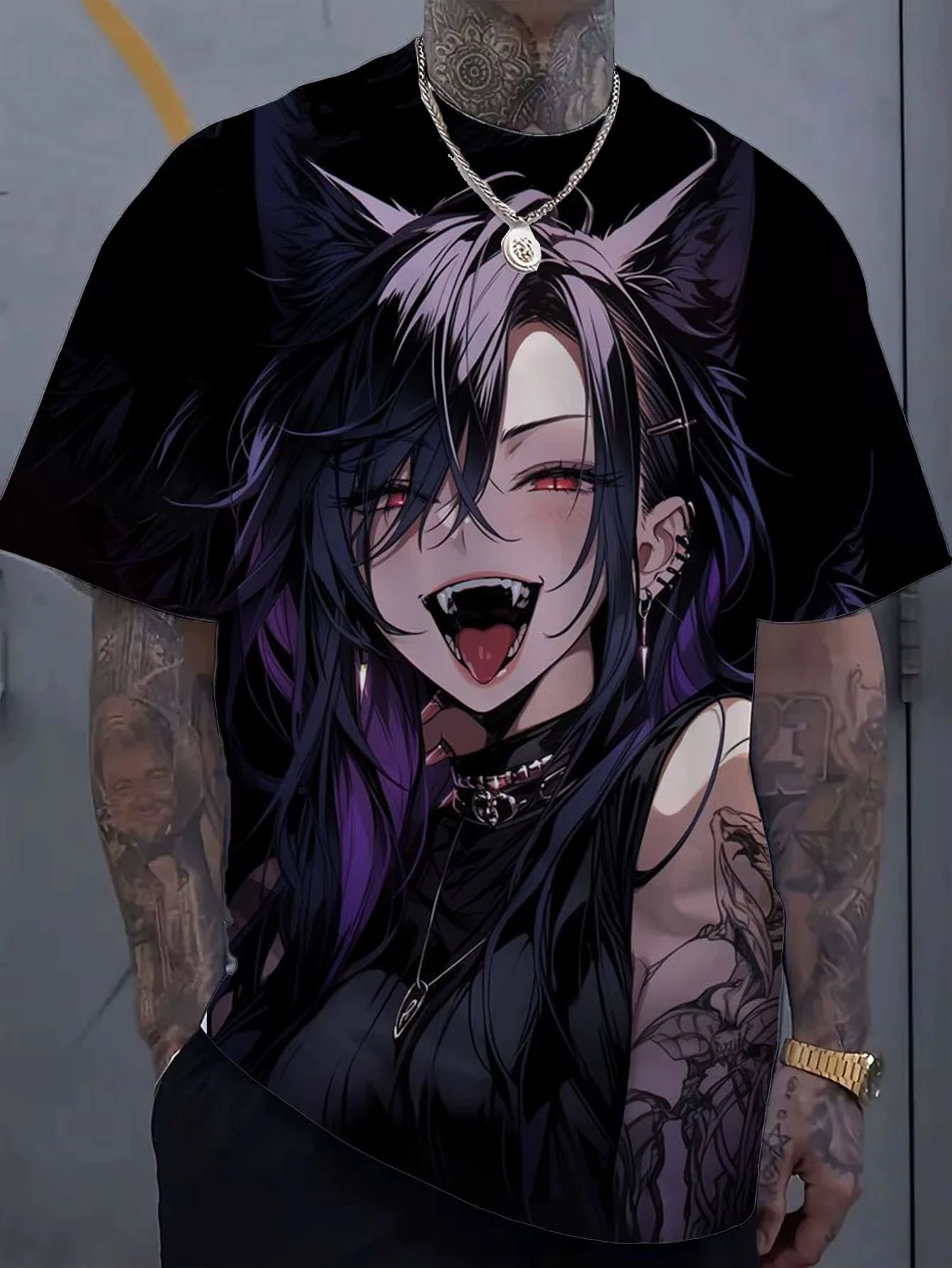 الكرتون مثير فتاة نمط ثلاثية الأبعاد مطبوعة تي شيرت رجالي المتضخم البلوز للرجال فتاة سيئة شخصية قميص قصير الأكمام تي شيرت #6