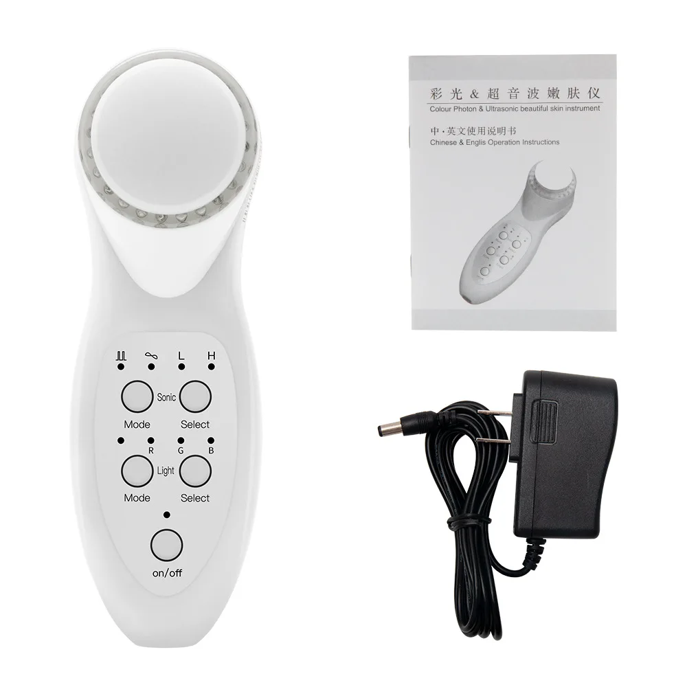 Masajeador de estiramiento facial ultrasónico para el hogar, máquina firme para apretar la piel con microcorriente, herramienta de belleza para rejuvenecimiento de fotones LED, limpieza profunda