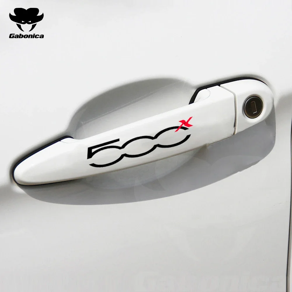 New 4pcs/lot Decal KK Sticker For Fiat 500 500x 500L Panda Car Door Handle Sticker Auto Decal Car Tuning Accessories