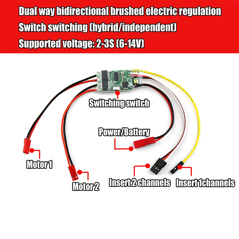 1 Stuks Dual Way Bidirectionele Geborstelde Elektrische Snelheidsregelaar Gemengde Controle Voor Rc Tank