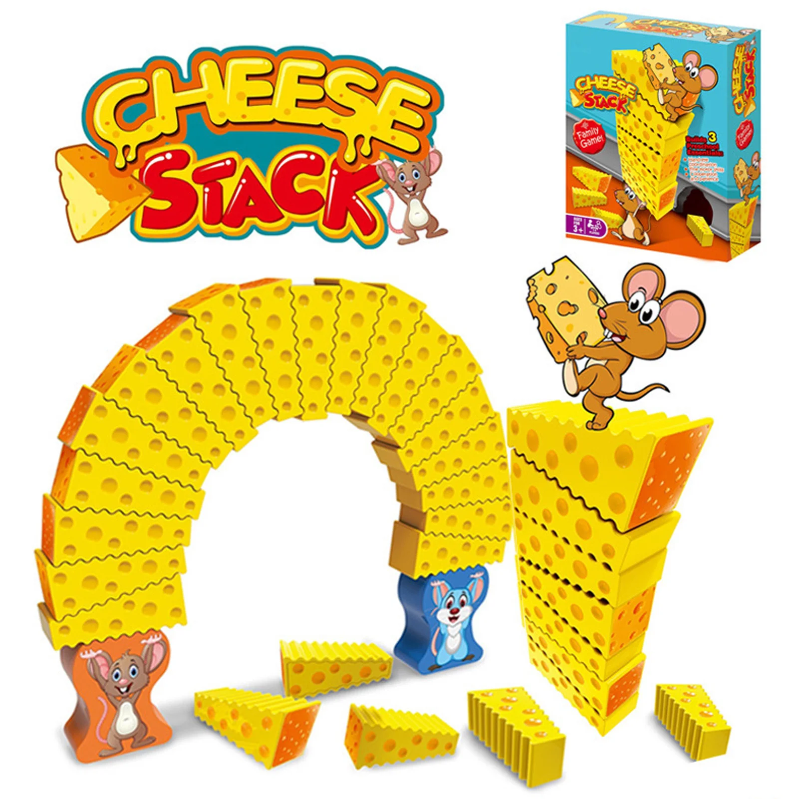 

Stacking Game For Kids With Mouse And Cheese Theme Building Blocks Balance Toy Educational Gift For Children