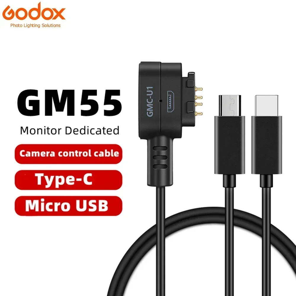 Godox-Cable de Control de cámara USB, GMC-U1 Micro USB/GMC-U3 tipo C dedicado para Monitor GM55