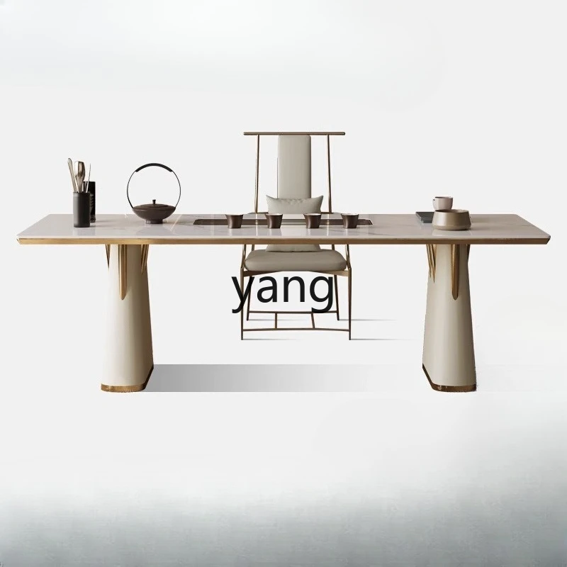 

Lmm rock slab tea table and chair combination home modern simple light luxury tea table