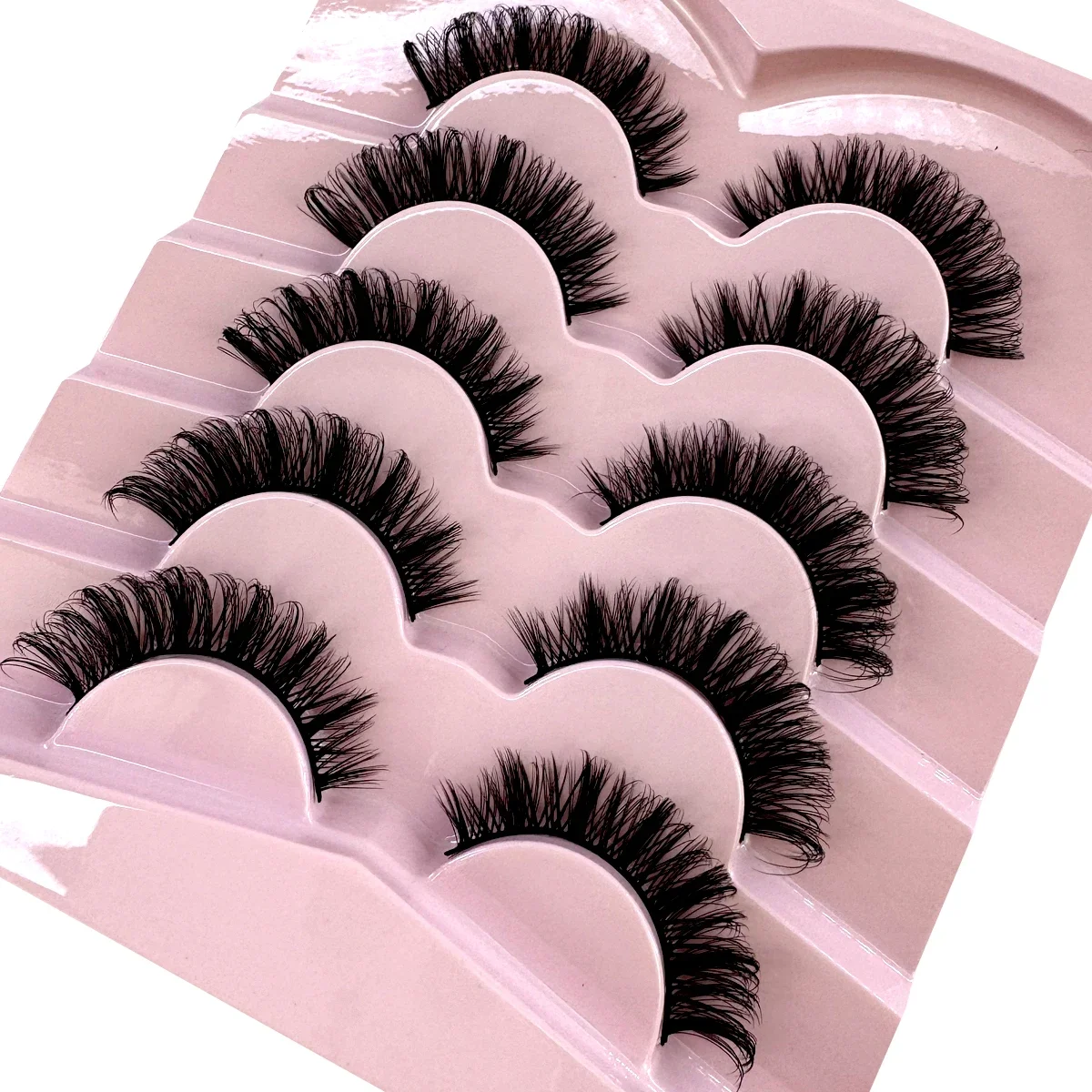 HBZGTLAD new 5 pairs of natural long 3D artificial mink fur fluffy curled false eyelashes makeup natural eyelashes extended eyel