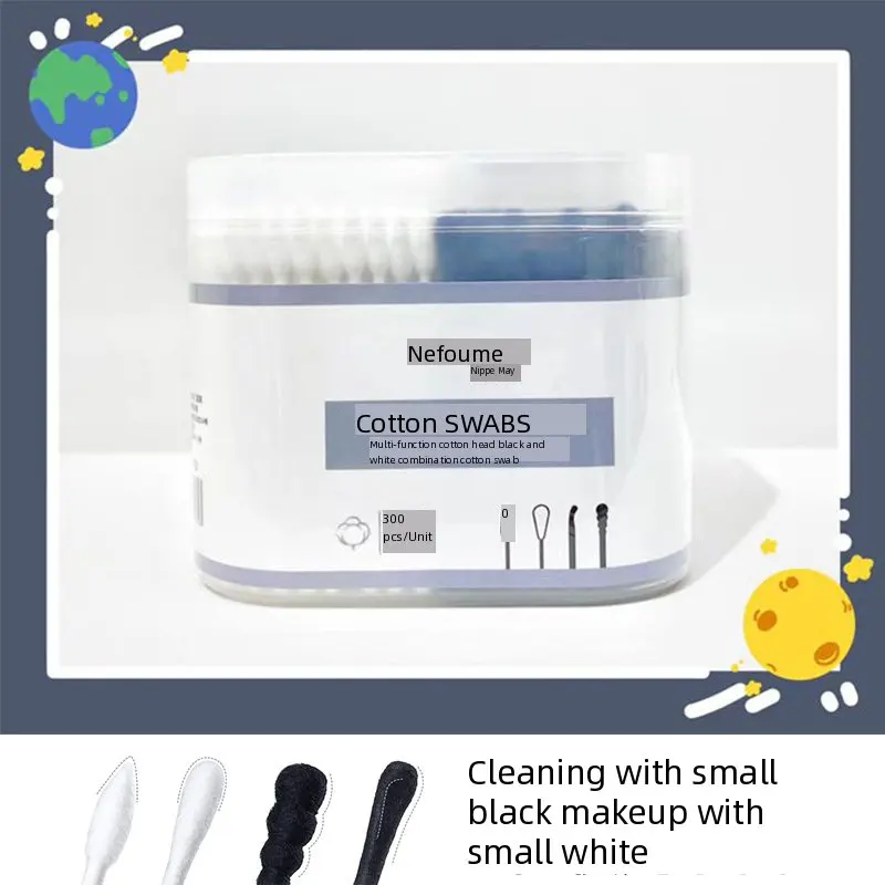 

4-Tip Makeup Cotton Swabs (300 Pcs) | Pointed-Tip Swabs for Ear Cleaning, Makeup Touch-Ups & Household Use