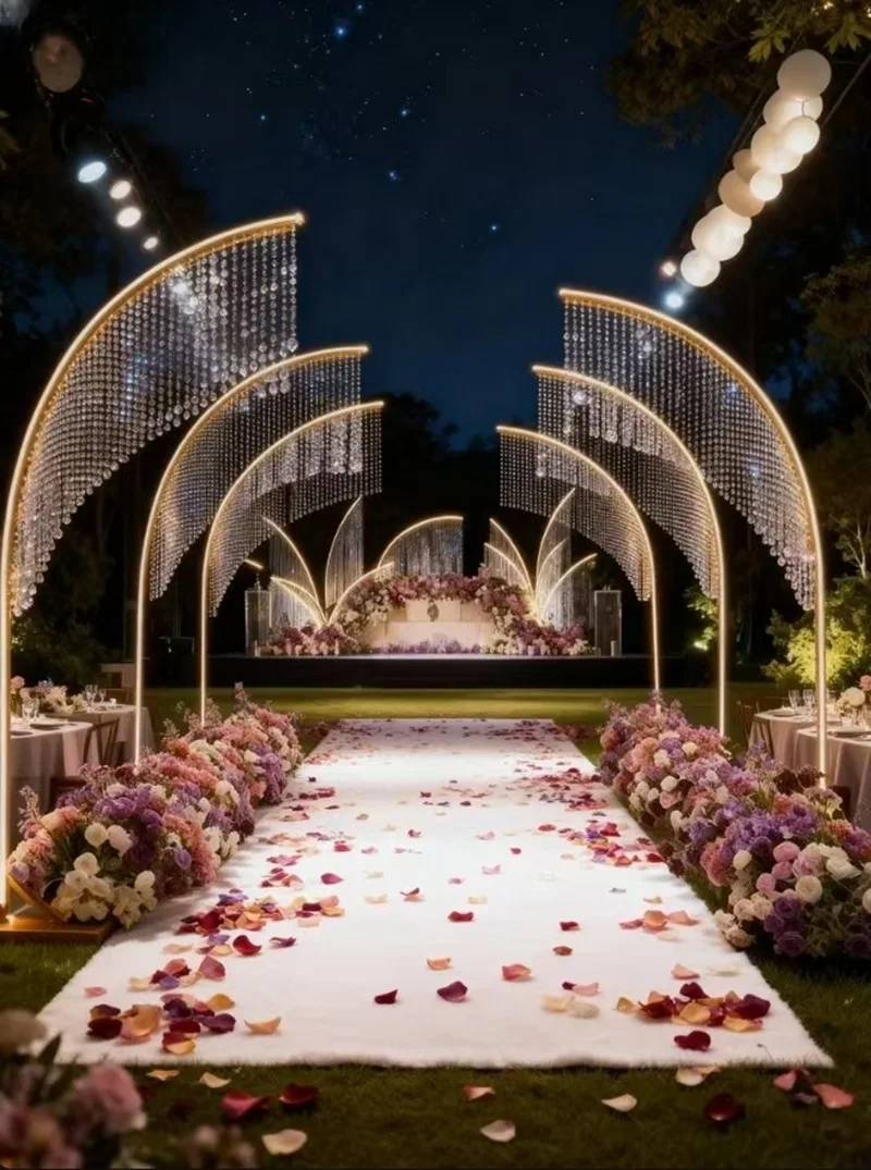 

2pcs S-Shaped Crystal Ornament Stands for Wedding Hall Stage Background Flower Rack Outdoor Party Props Walkway Hanging Decor