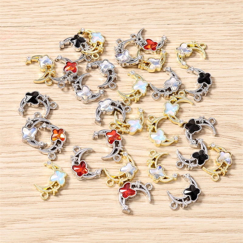 5 Stück 12x17mm Niedliche Kristall-Metall-Mond-Schmetterlings-Anhänger für Schmuckherstellung, Halsketten, Ohrringe, Armbänder, DIY-Bastelzubehör – Detail 9