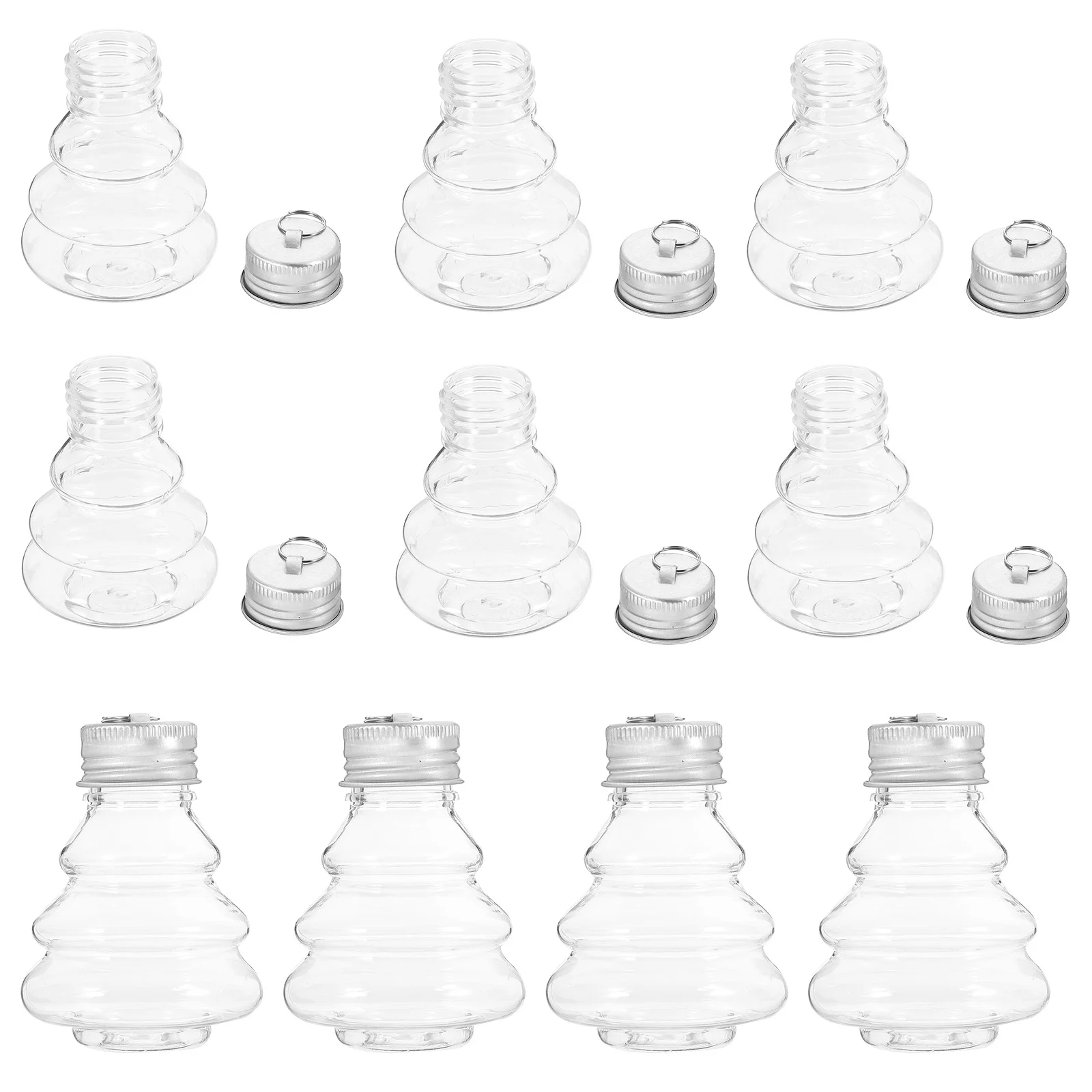 

10Pcs Christmas Tree Juice Bottles Portable Beverage Containers with Hanging Lid Candy Storage for Party Decor