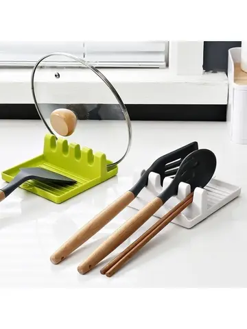 Kitchen Spoon Holders Fork Spatula Rack Shelf Organizer Plastic Chopsticks Holder Non-slip Spoons Pad