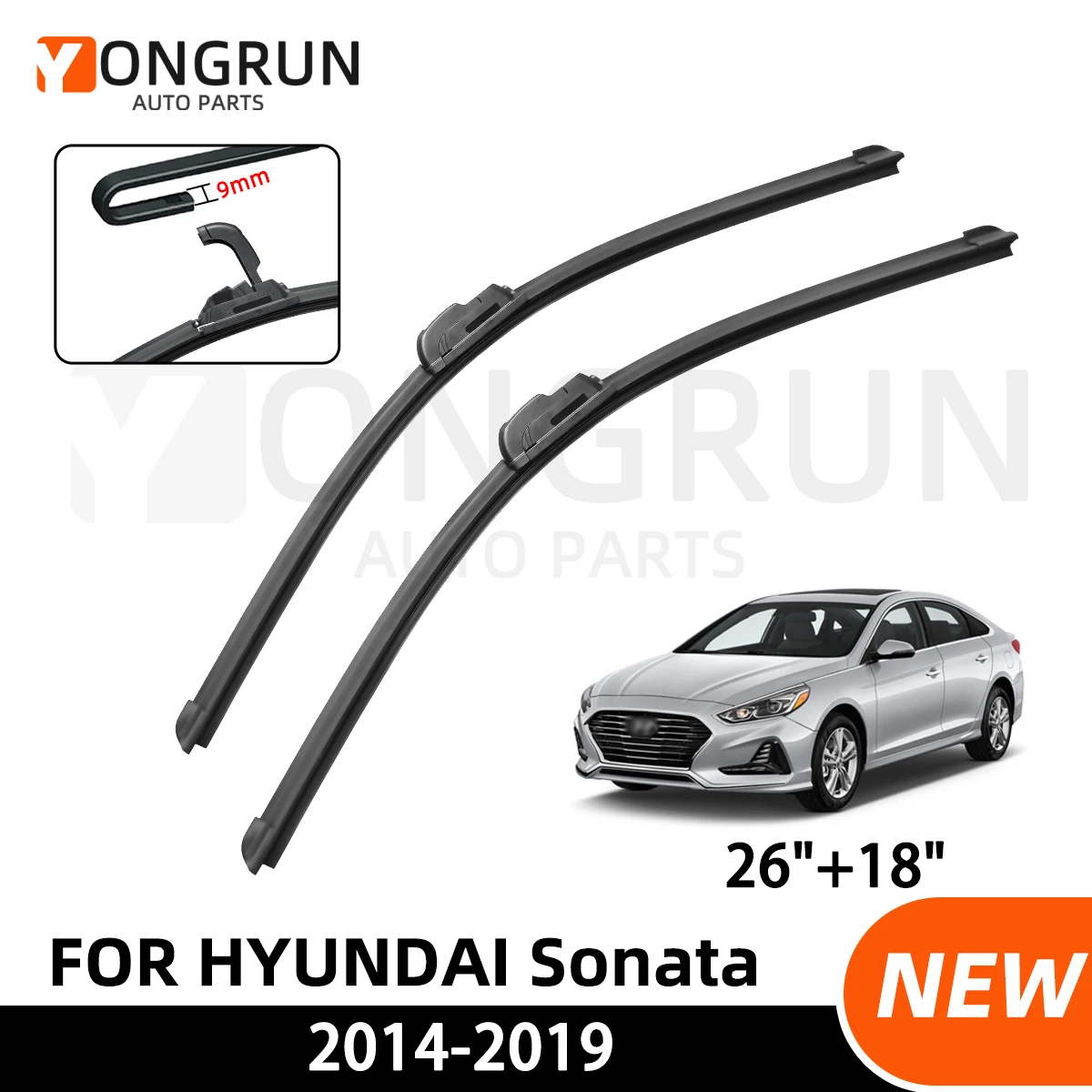 

YONGRUN 2PCS Is Suitable For Hyundai Sonata 2014-2019 Automotive Windshield Wipers Durable Automotive Parts 2015 2016 2017 2018