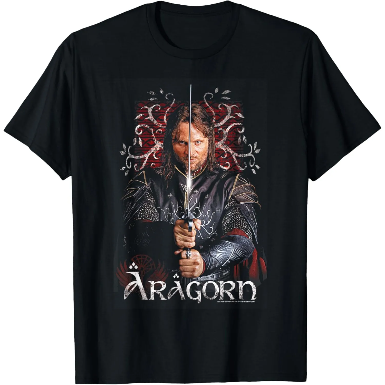 

Lord of The Rings Aragorn Sword Graphic Tee Men's Cotton Crewneck T-Shirt Four Seasons Casual