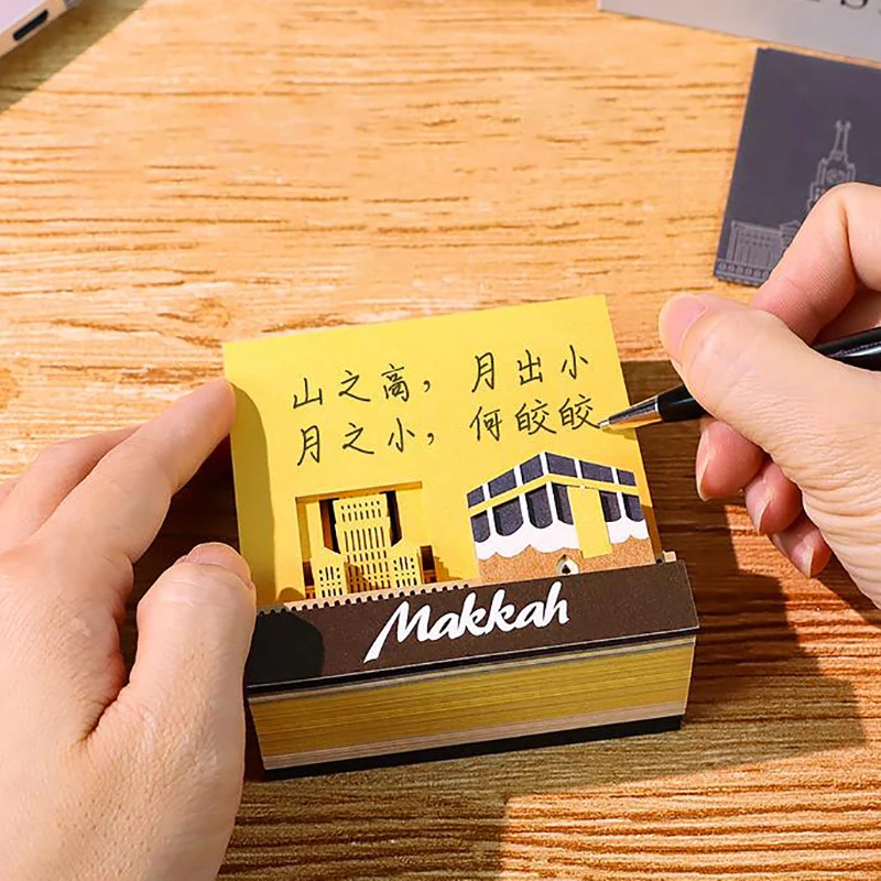 مجموعة مفكرة ورقية للنحت على شكل قلعة ثلاثية الأبعاد وسادات فنية للتخطيط والتذكير ديكور مكتب منزلي هدية إبداعية