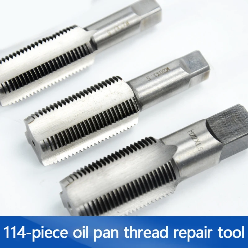 114 Sets of Auto Oil Pan Drain Screw Thread Repair Tool Set of Oil Bottom Screw Tapping Tool