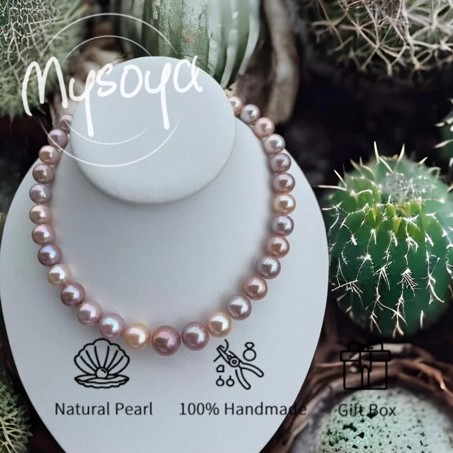 

MYSOYA 11-13mm Large Natural Colorful Edison Pearl Necklace For Women And Men Gift Box Birthday Wedding Anniversary Jewelry Gift