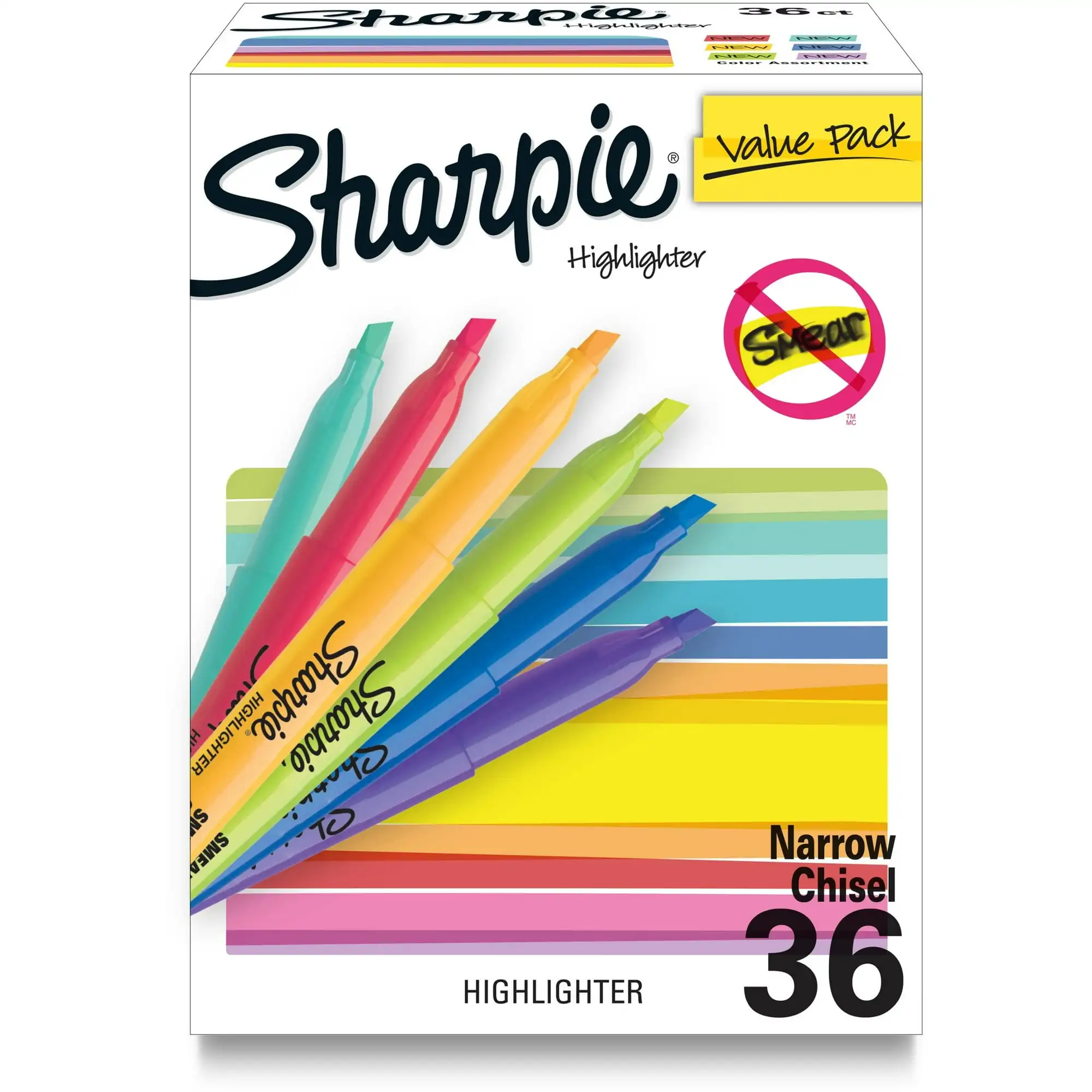 

Sharpie Pocket Highlighters, Assorted, Chisel Tip, 36 Count