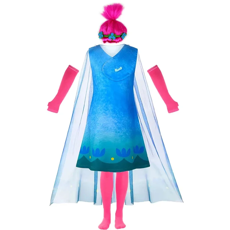 المتصيدون تأثيري حلي للفتيات فستان الصيف هالوين طفل الخشخاش الدانتيل عباءة الأميرة فستان تمويه فستان تونك للحفلات + شعر مستعار + الجوارب