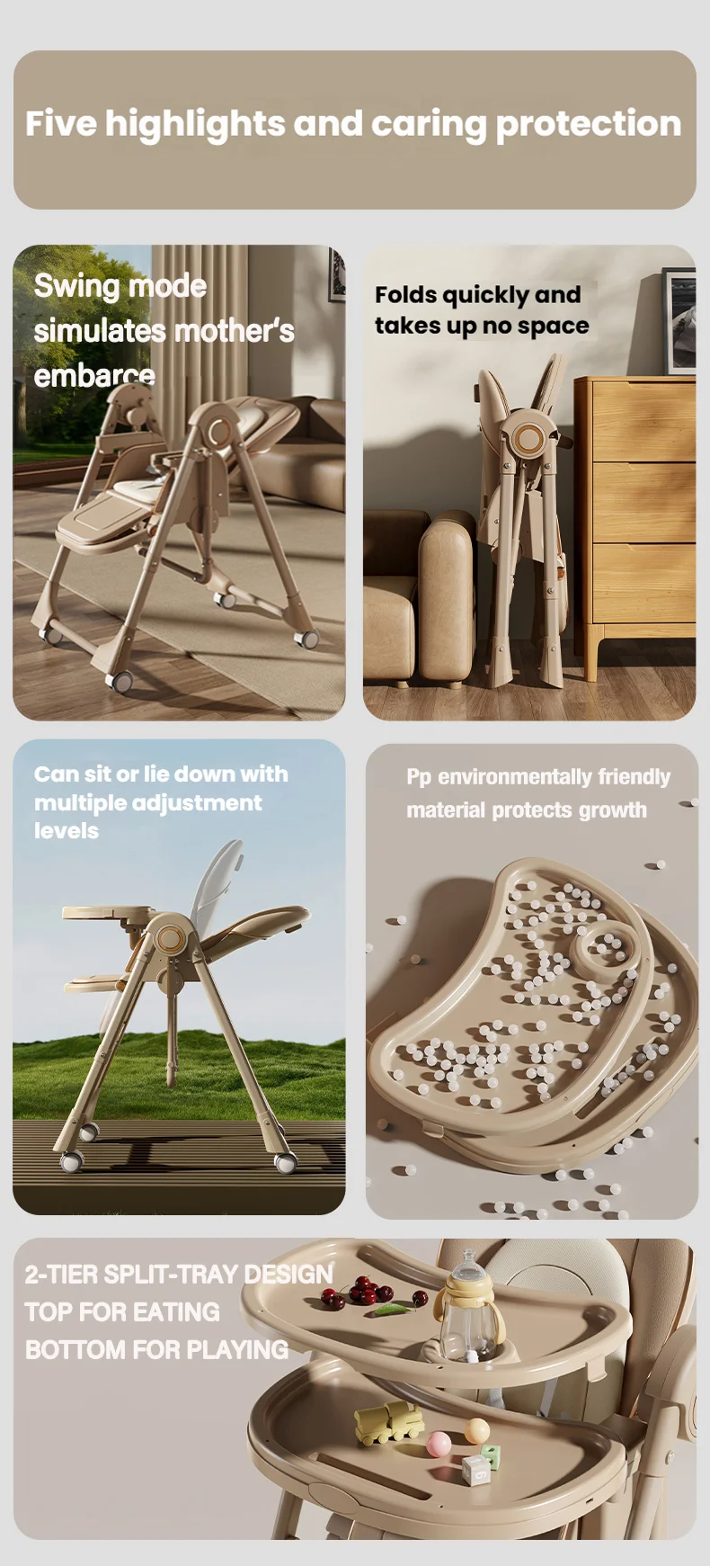 كرسي مرتفع لإطعام الطفل كرسي طعام مقاعد الأطفال كرسي مرتفع للأطفال كرسي طعام الطفل معدات رعاية الطفل الأم والأطفال #2