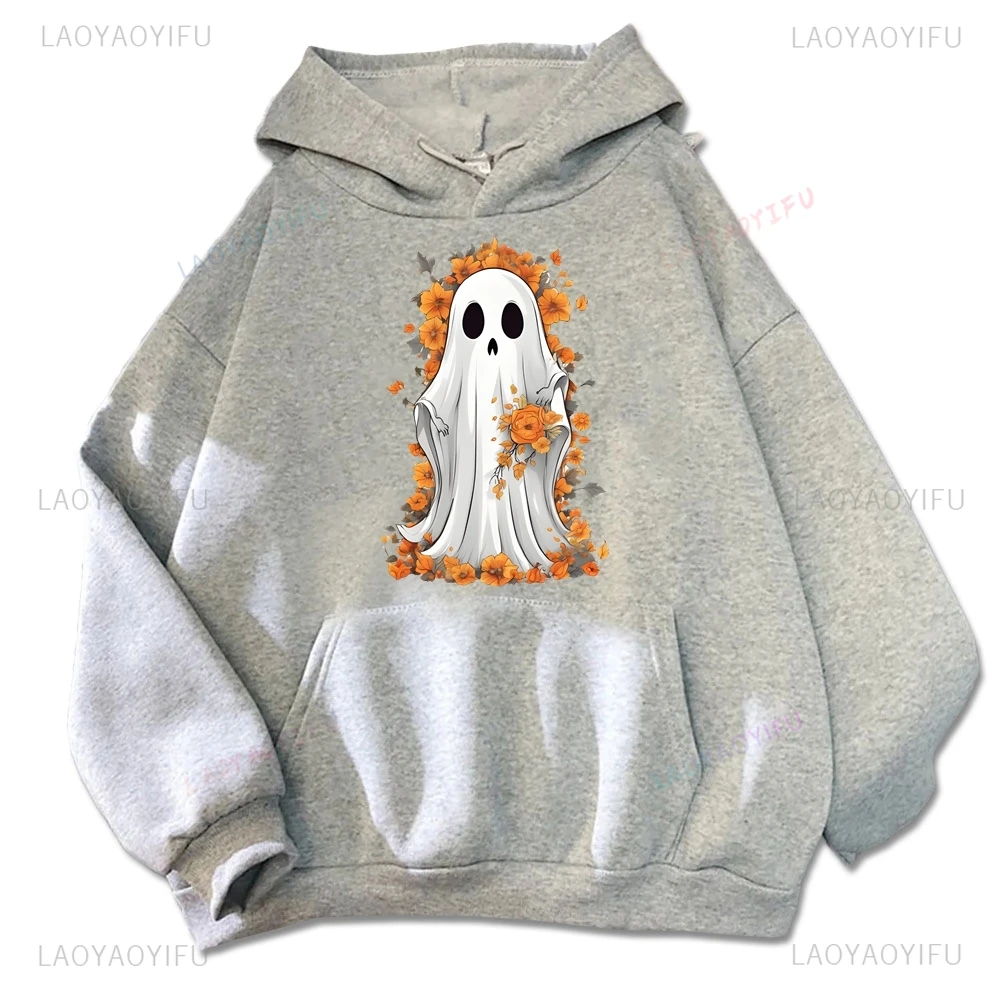 Lovely Ghost Elf Printed Hoodie, Ladies Casual Everyday Street Wear, Autumn and Winter Multi-color Hoodie, Loose Fashion Top