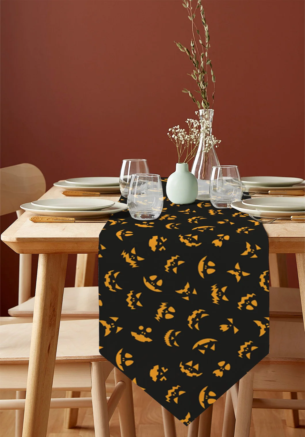 Halloween Pumpkin Horror Country Wedding Decor Tablecloth Placemat Dinning Table Art Table Runners