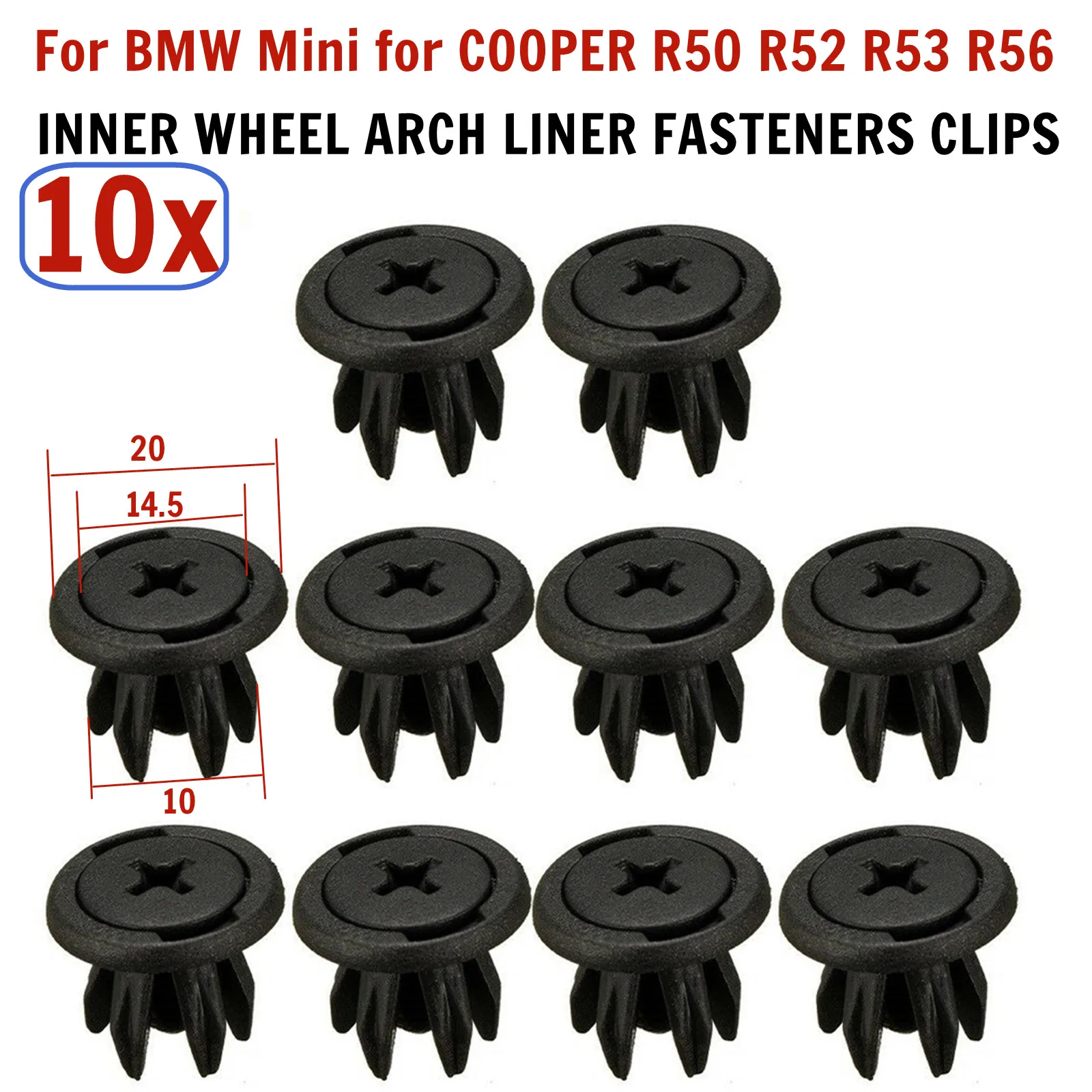 10x Inner Wheel Arch Liner Fastener Clips For BMW Mini Cooper R R50 R52 R53 R56 Car Rivets Fender Bumper Retainer Accessary