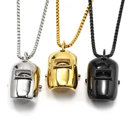 European and American hip hop simple fashion personality Welder mask titanium steel pendant male punk street trend necklace