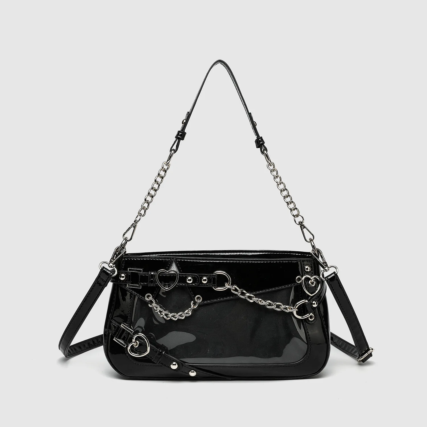 New Y2K Subculture Spicy Girl Single Shoulder Small Appetite Pain Bag Purple Chain Handheld Underarm Bag Premium