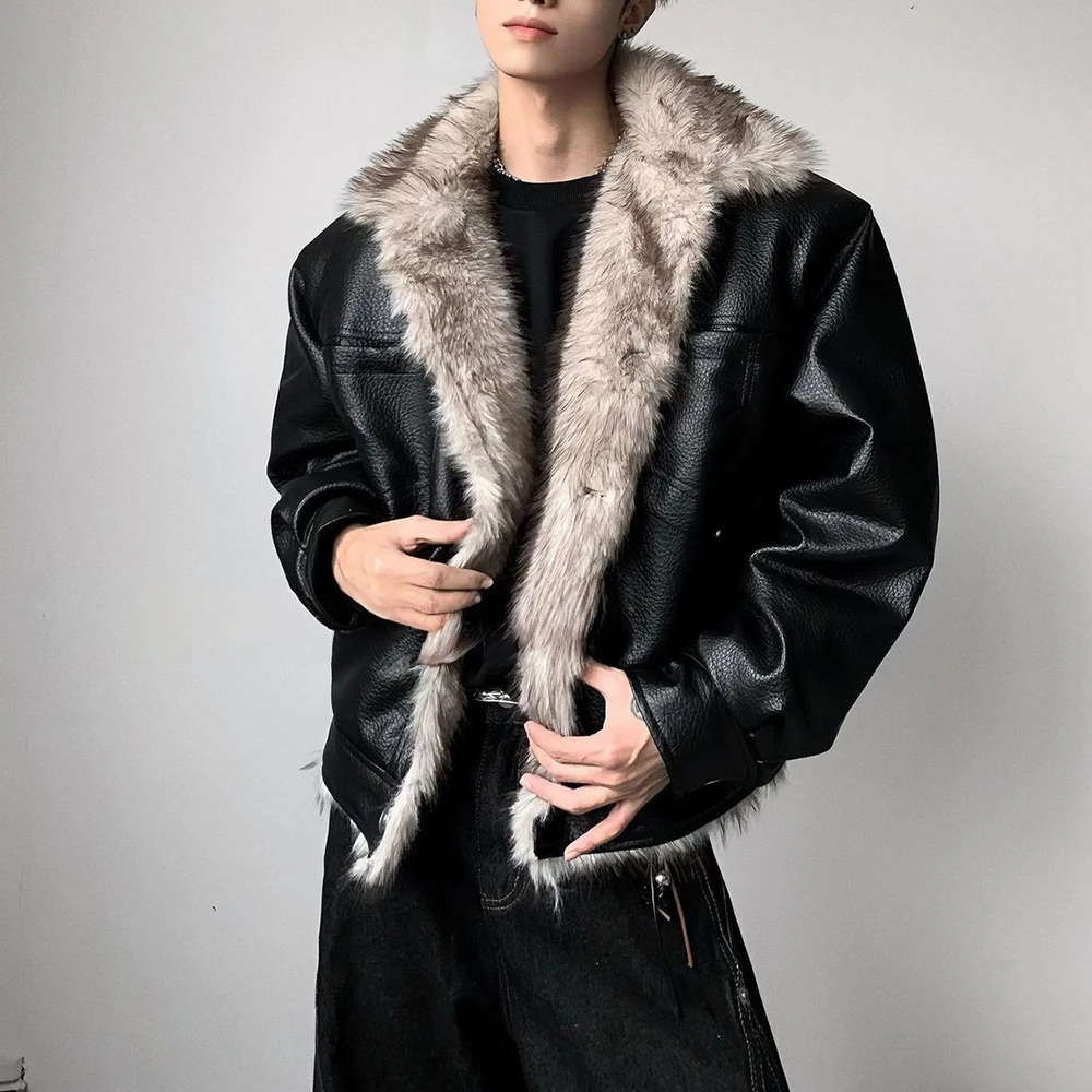 Mens Winter Jacket Warm Faux Fur Cotton Jacket Fashion Daily Comfortable American Simple Youth Fur Loose Versatile Coat 2025 New