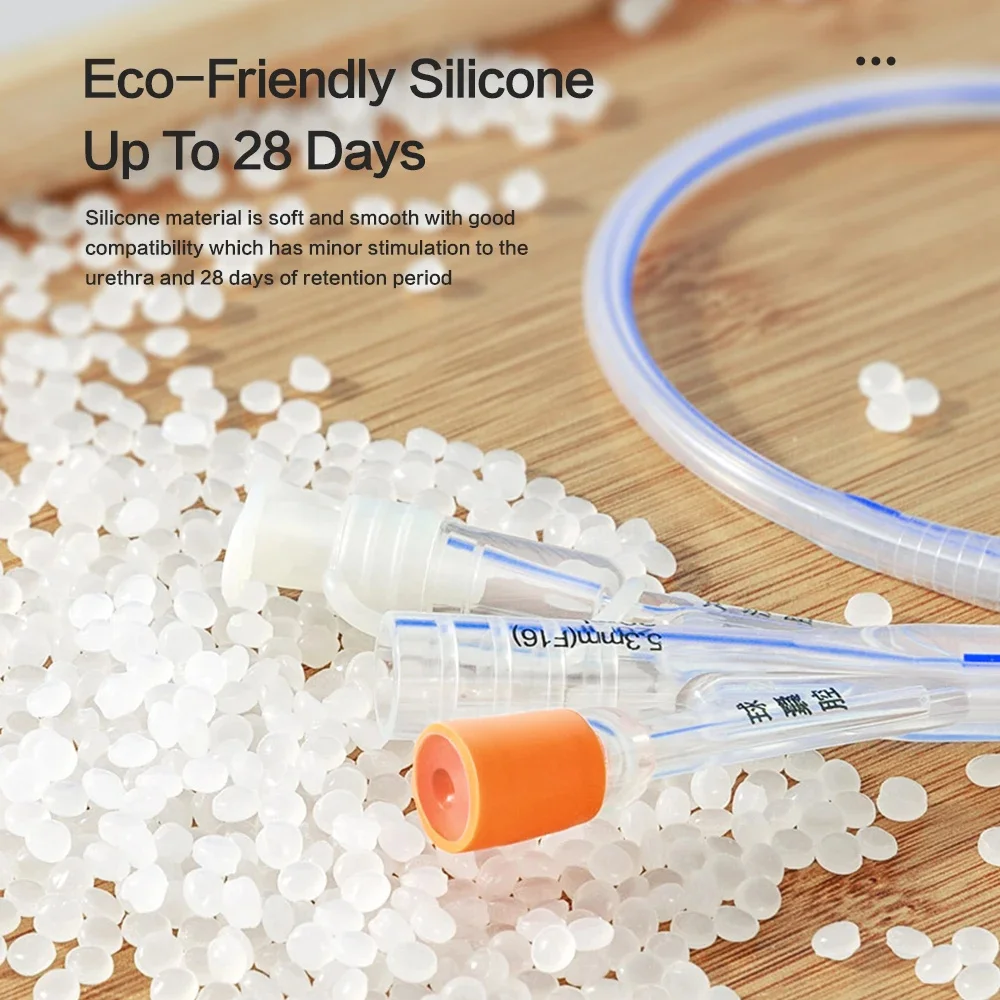 Cofoe 5Pcs Medical Disposable Silicone Urinary Catheter 3 Way Silicone Foley Balloon Catheter for Men Women 12/14/16/18/20/22Fr