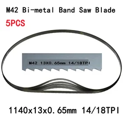 5Pcs Portable Band Saw Blades 1140 Bandsaw Blade M42 Bimetal Metal Cutting 1140  1638 13 0.65mm  14/18  6 6/10 10/14 14 24TPI