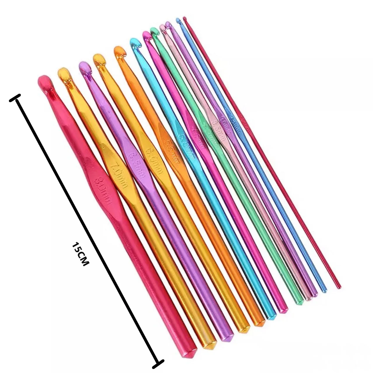 12Pcs/set Crochet Hooks Multicolor/Silvery Alumina Knitting Hooks  Wigs Knit Sewing Accessories Tools DIY Craft Knit Needle Tool