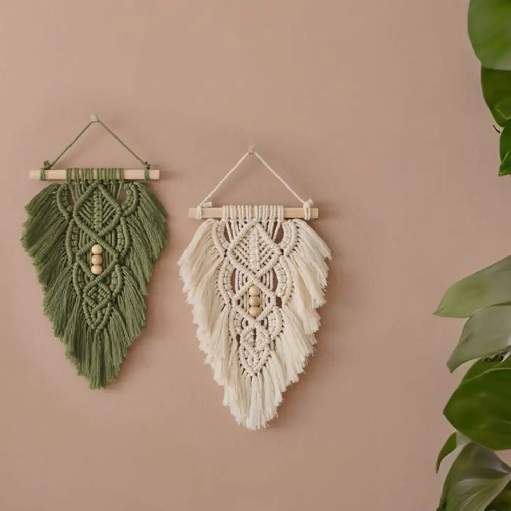 

Creative Nordic Hand-woven Leaf Tapestry Cotton Ins Feather Hanging Ornament Handmade Bohemian Hanging Tapestry Bedroom