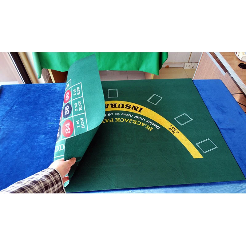Double-sided Poker Layout Mat Blackjack And Texas Holdem Available Table Mat Craps And Roulette Table Felt Green Fabric Mat