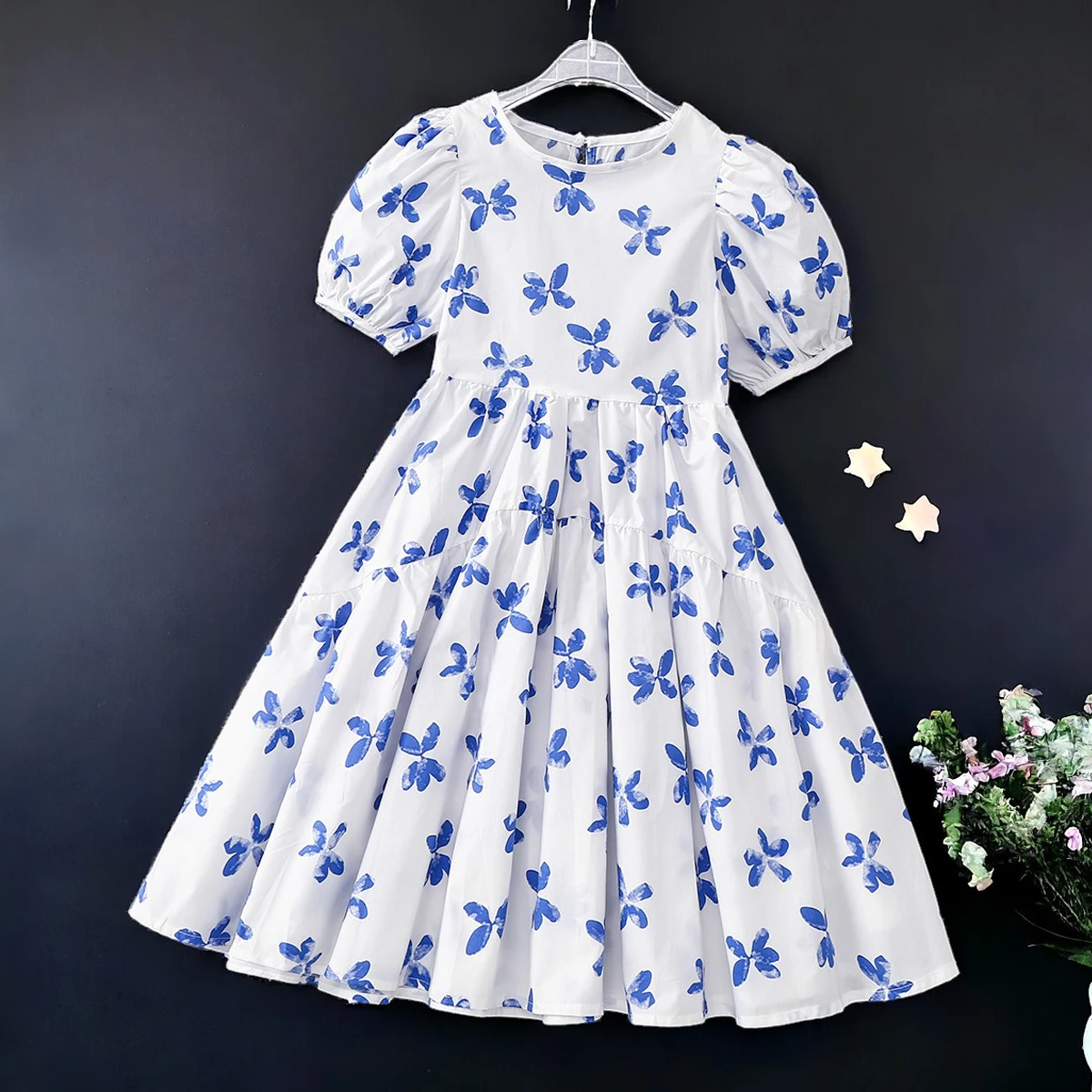 Baby Kids Floral Butterfly Dresses for Girls Outfits Bohemia Summer Short Sleeve Teens Children Princess Costumes 5 7 9 11 Years