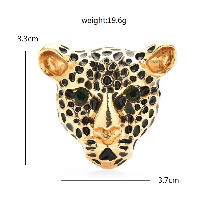 Wuli&baby Charming Leopard Head Brooches For Women Unisex Enamel Lovely Run Fast Animal Party Casual Brooch Pins Gifts