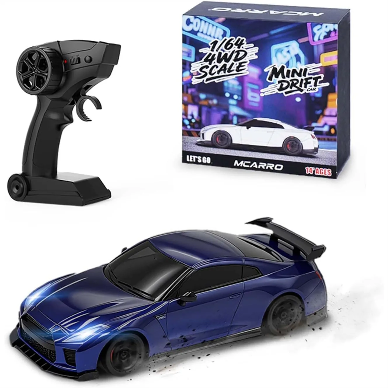 

1/64 Scale RC Drift Car 2.4GHz 4WD High-Speed Mini Remote Control with Racing Lights