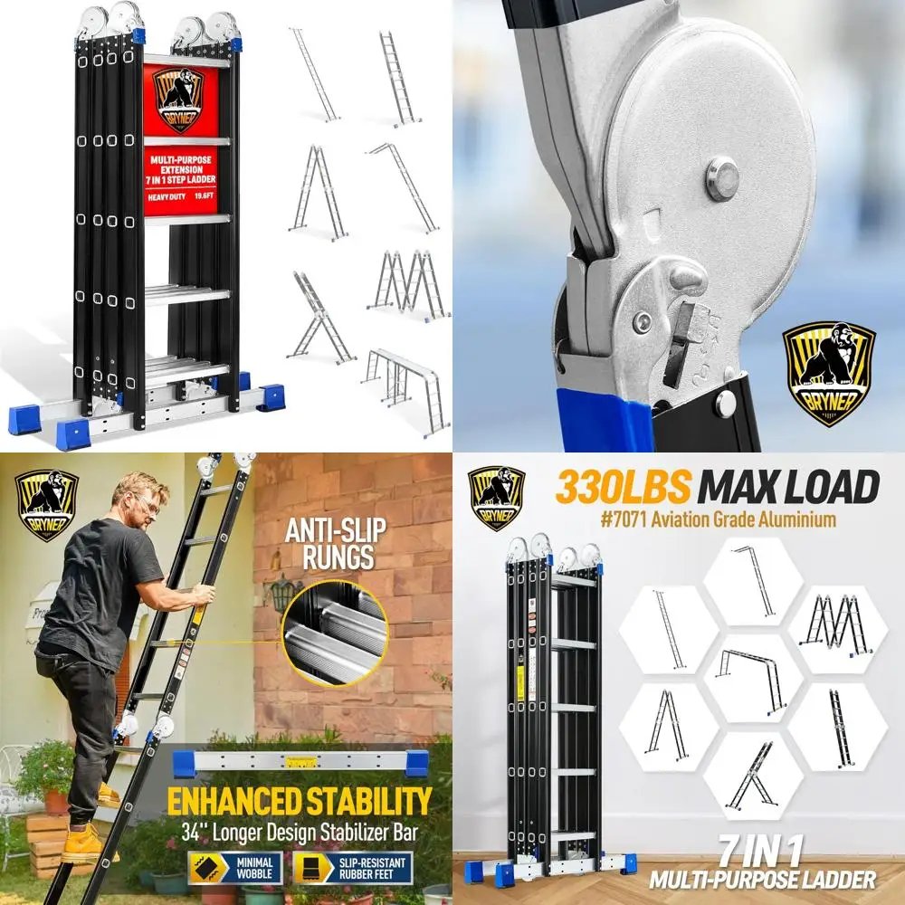 Алюминиевая многофункциональная телескопическая лестница от Bryner, регулируемая складная лестница длиной 19,6 футов