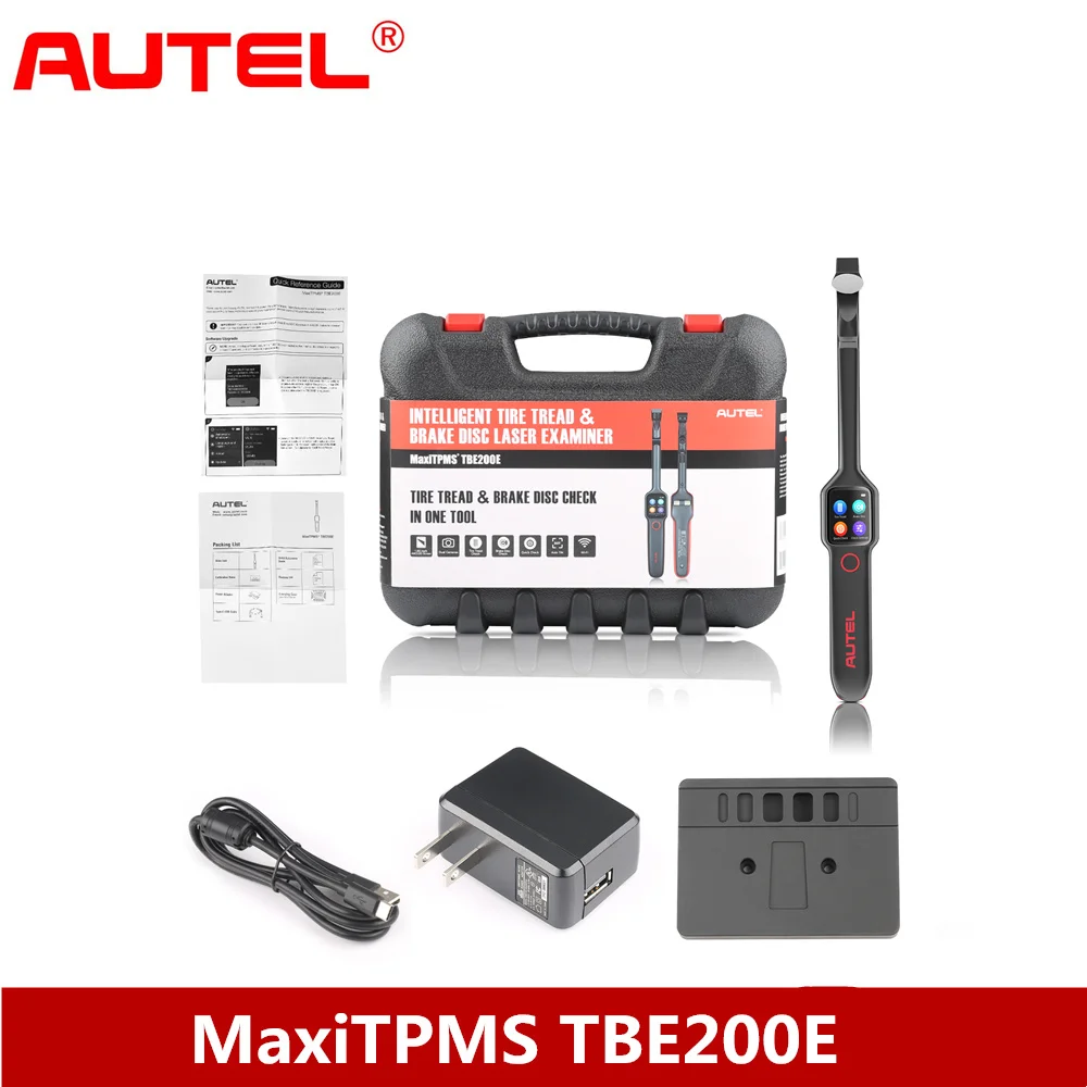 Autel MaxiTPMS TBE200E 2 in1 Laser Tire Brake Examiner Tire Tread Depth Brake Disc Wear  Tester Work with ITS600E