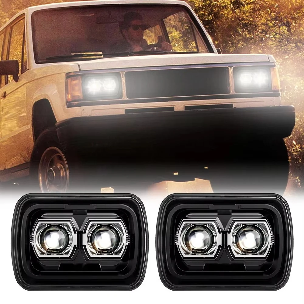 5X7 Inches Light Truck LED Headlights High Low Beam DRL With 7Inch Square 12V/24V New Condition 6000k Color Temperature