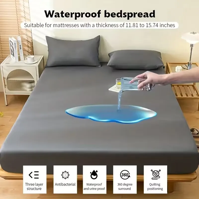 

Waterproof Fitted Sheet Bed Cover Mattress Protector for Single Double King Queen Size Bed Adjustable Non-slip Bedspreads Sheets